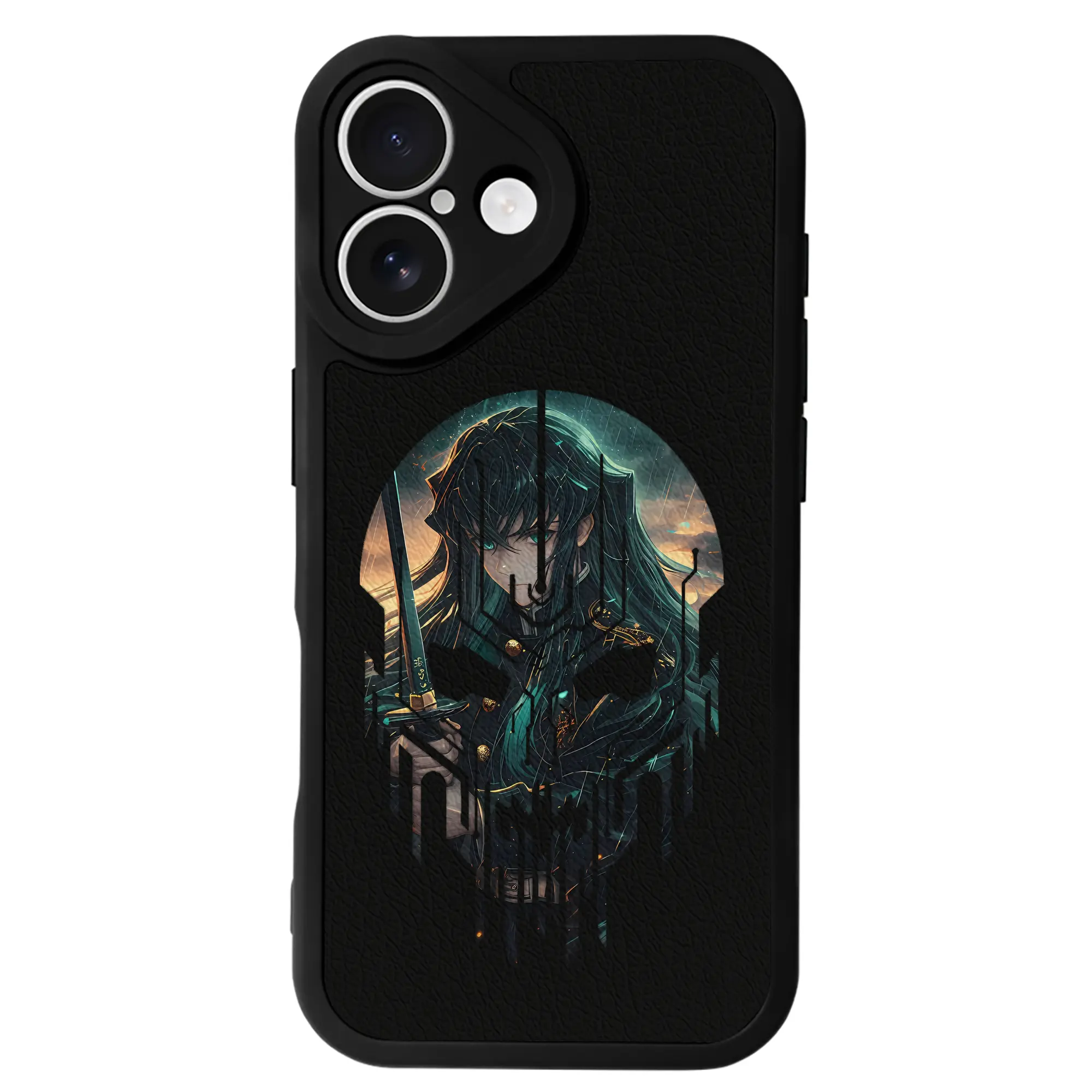 鬼滅の刃 グッズ,時透 無一郎 - IPhone 16シリーズ対応 ・ シリコンスマホケース ・ レザー調 ・ 高精度フィット ・ 耐衝撃 ・ ワイヤレス充電対応 ・ 精密カット